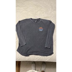 Volcom Womens Black Long Sleeve Regular Fit Crew Neck Graphic Tee Size Large